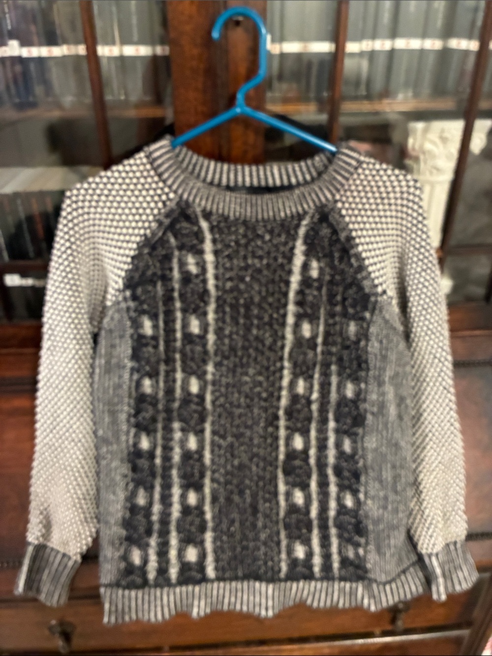 Marc By Marc Jacobs Black and White Textured Crewneck Sweater